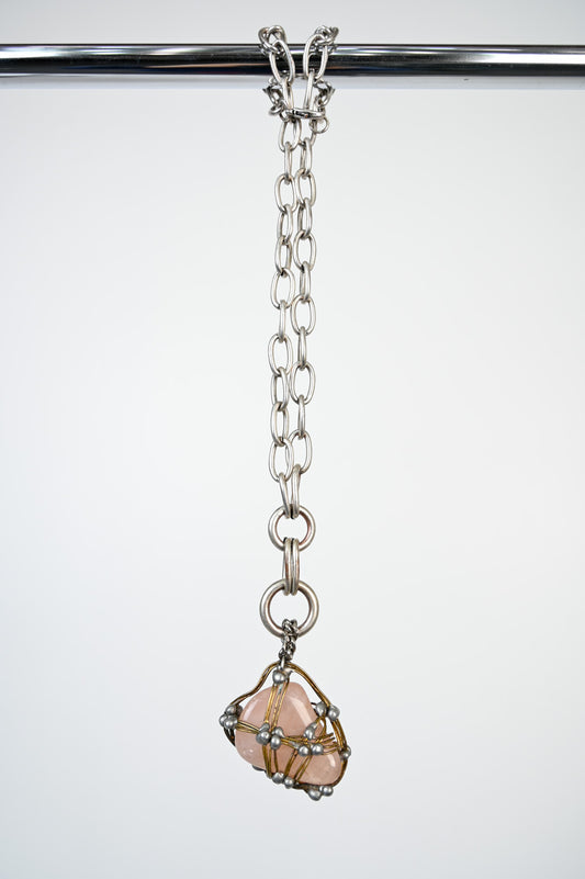 Rose Quartz Silver Chain Necklace