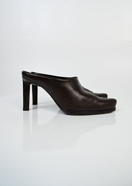 Prada Leather Cocoa Mules (40)