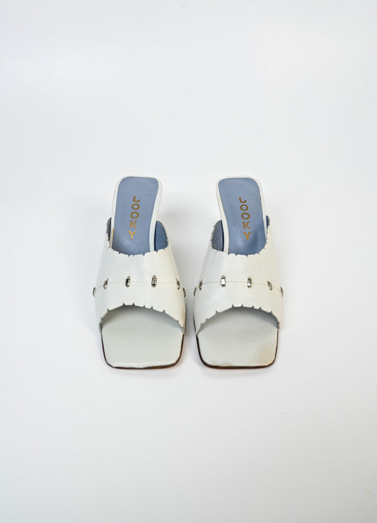 Ivory Leather Stitch Mules (42)