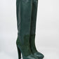 Emerald Leather Platform Boots (40)
