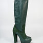 Emerald Leather Platform Boots (40)