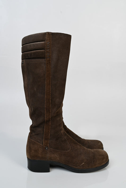 Prada Taupe Suede Boots (37)