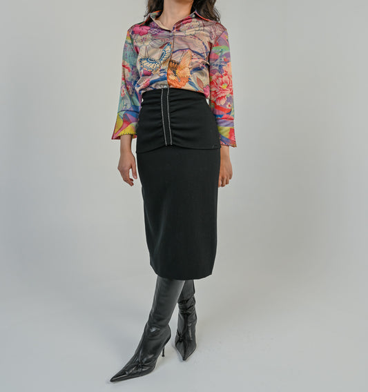 Obsidian Wool Embellished Skirt