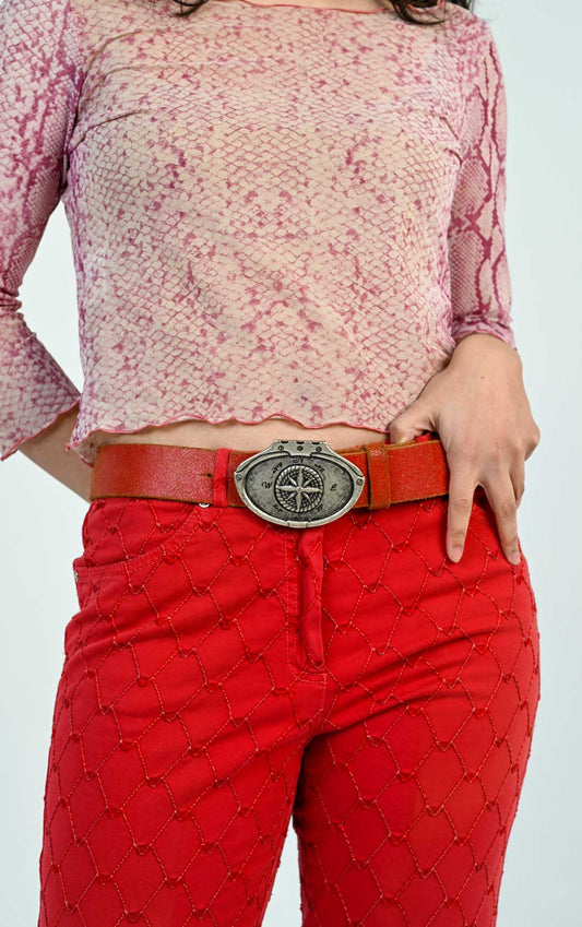 Ruby Compass Leather Belt