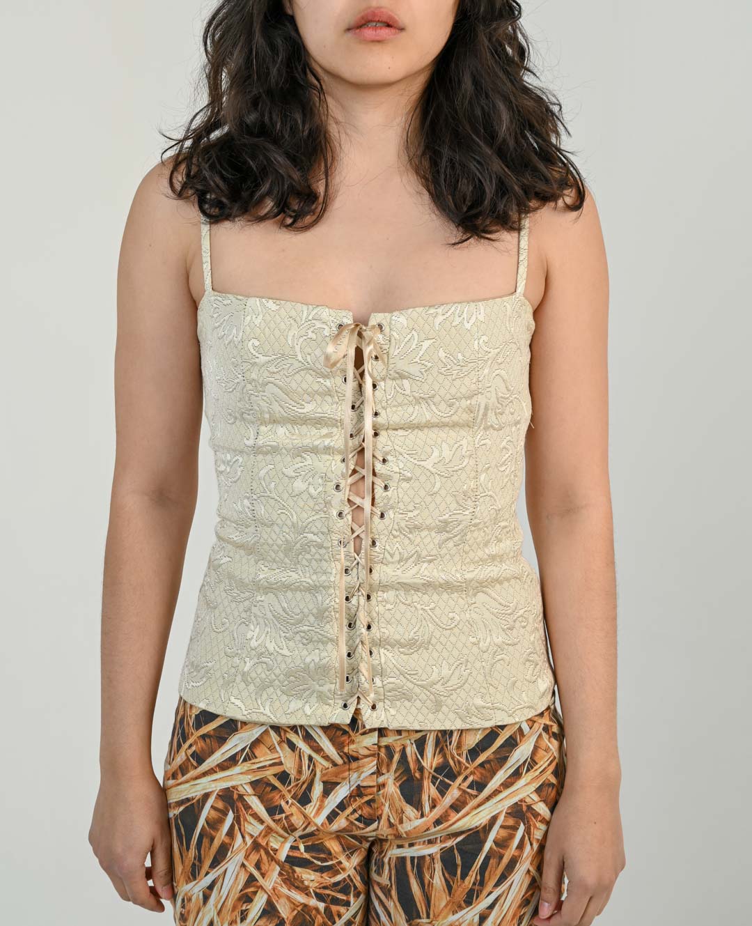 Sand Quilted Bustier Top