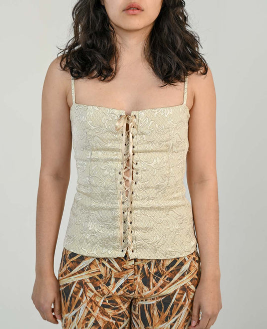 Sand Quilted Bustier Top