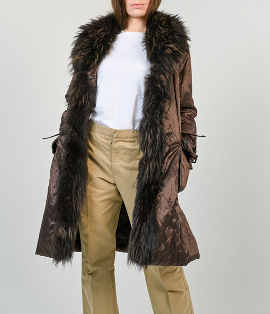 Raccoon Fur Chocolate Coat
