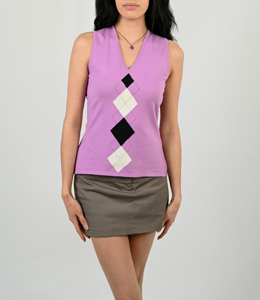 Thierry Mugler Lavender Argyle Top