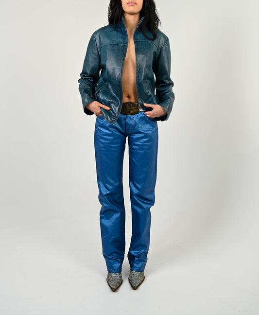 Teal Leather Jacket