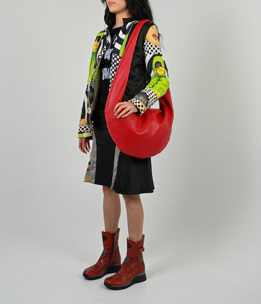Cherry Leather Slouch Bag