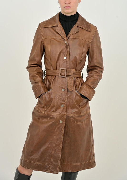 Hazelnut Leather Trench