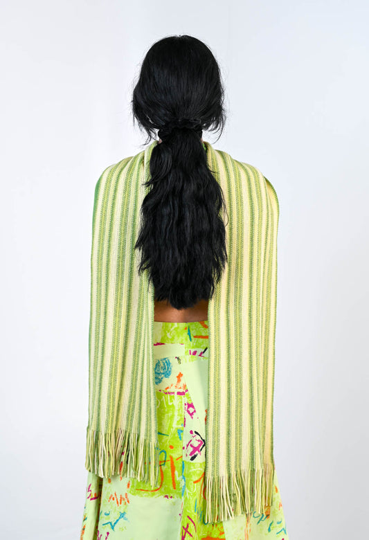 Verde Stripe Wool Scarf