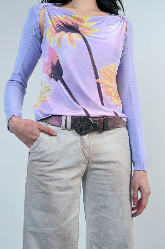 Roberto Cavalli Amethyst Leather Belt
