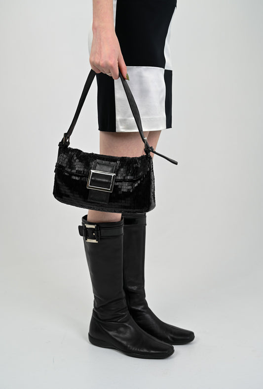 Onyx Beaded Buckle Purse