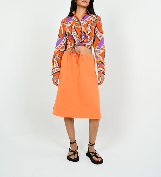 Cantaloupe Linen Drawstring Skirt