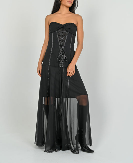 Noir Corset Laced Gown