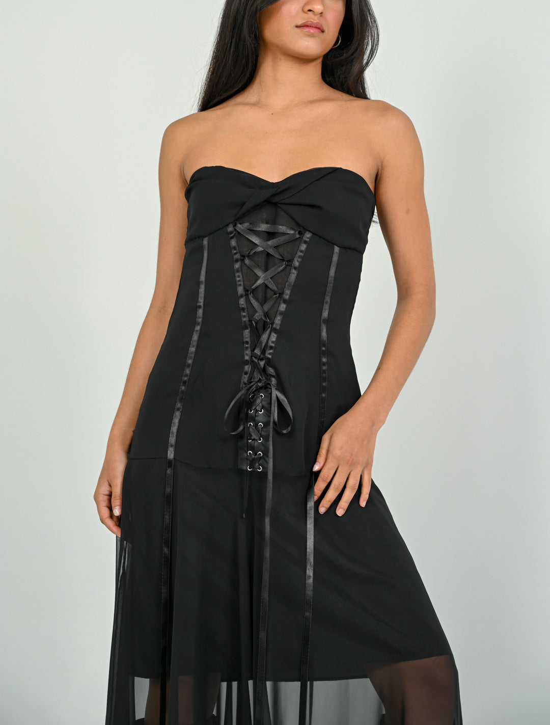 Noir Corset Laced Gown