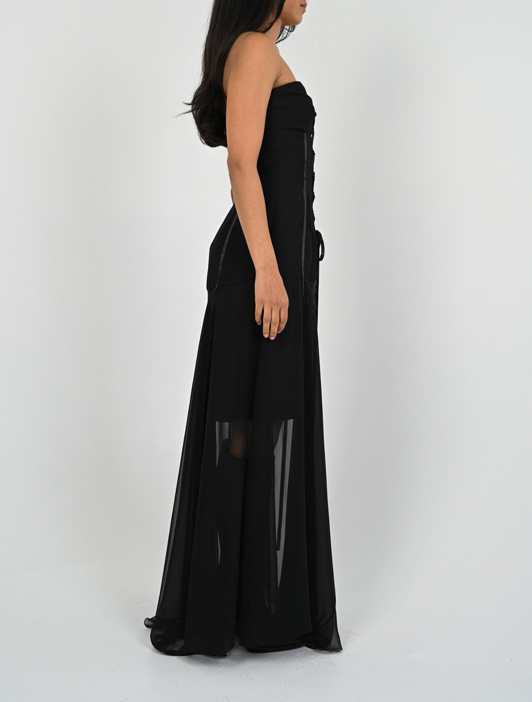 Noir Corset Laced Gown