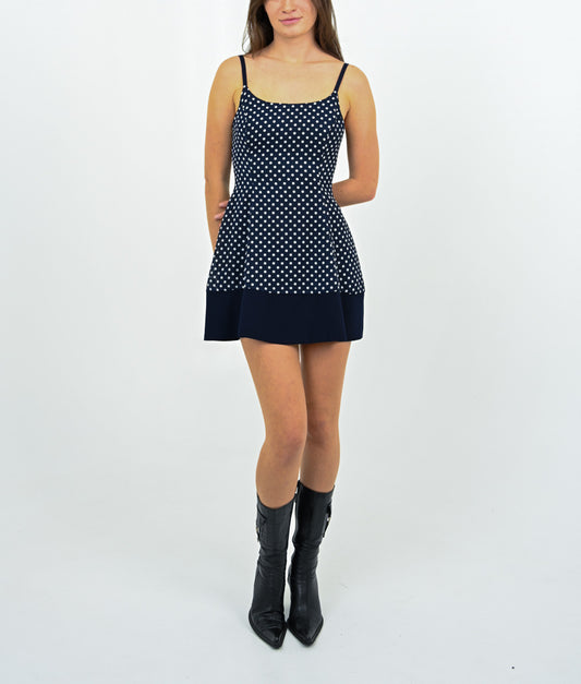 Navy Polka Dot Babydoll Dress