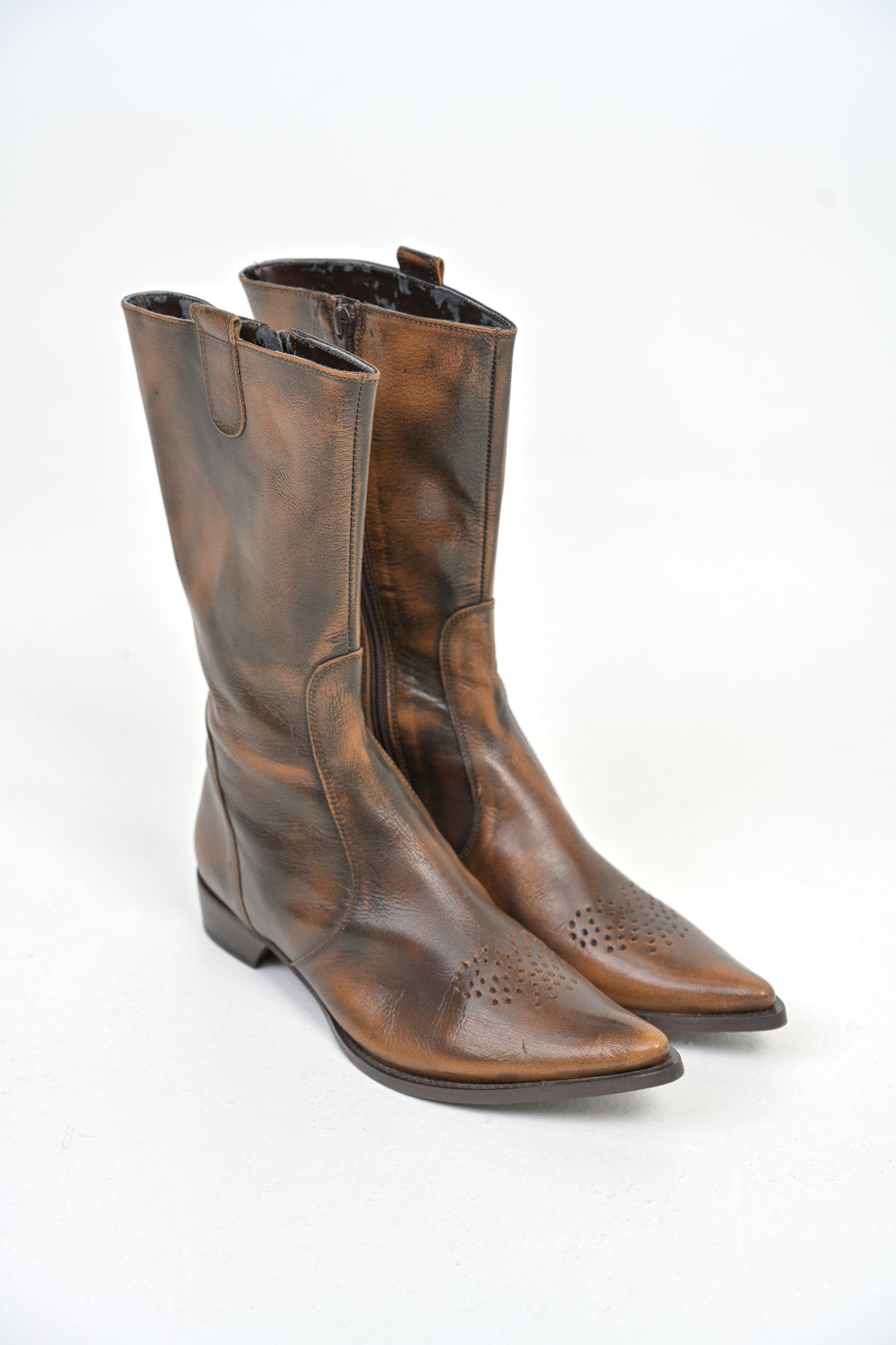 Patina Leather Butterfly Boots (40)