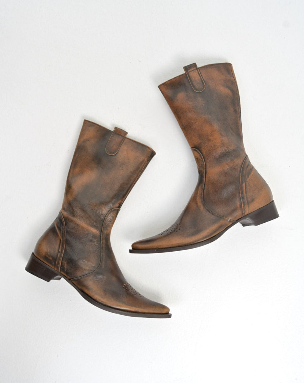 Patina Leather Butterfly Boots (40)